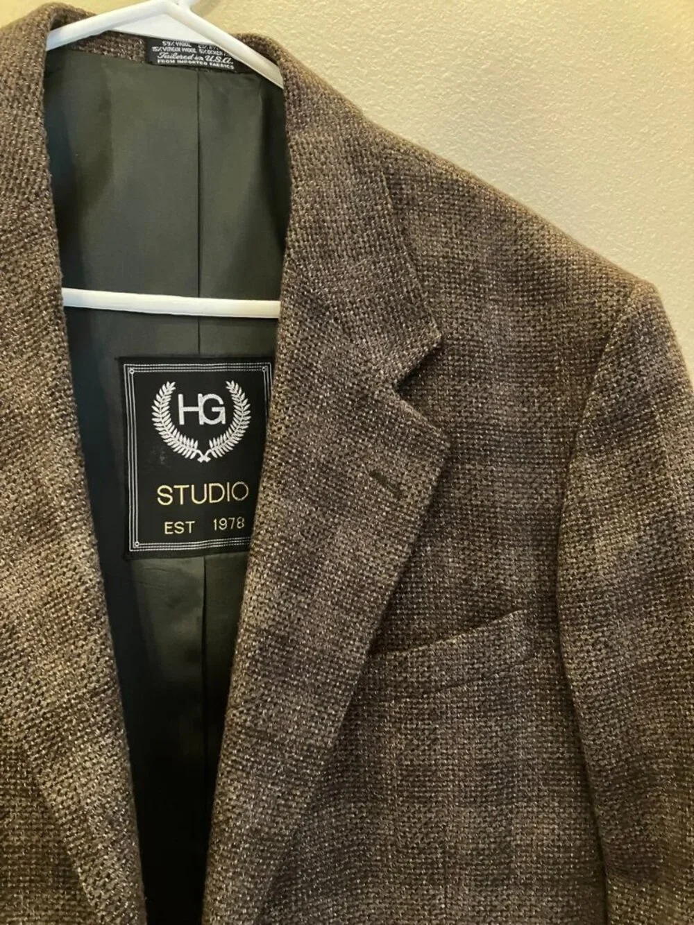 Henry Grethel Men's Brown Gray 59% Wool Textured Blazer Size: 40